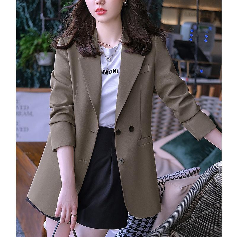 Outono feminino moda casaco entalhado preto blazers manga longa jaquetas sólidas entalhados topos