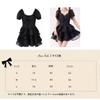 Qichenk Gothic Cosplay Lolita Dress, Cute, Mass-Produced, Women's, Mini, Bow, Stylish, Ribbon, Lace, Ruffles, Open Shoulder, Black, Size 03, M