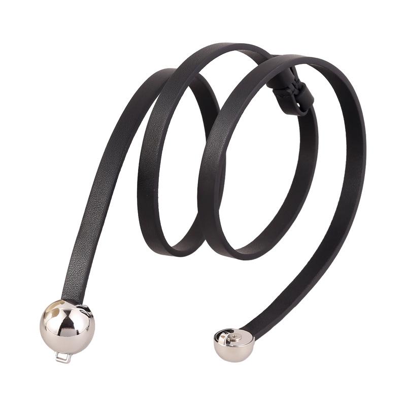 Leather Thin Belt Women'S Small Gourd Buckle Casual Decoration With Dress