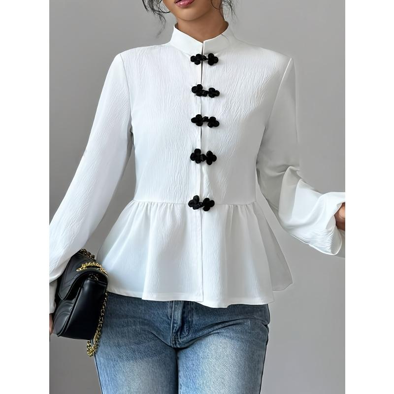 TIFICY Women's Fashion Casual Spring Autumn Solid Color Print Long Sleeve Half Turtleneck Blouses & Shirts