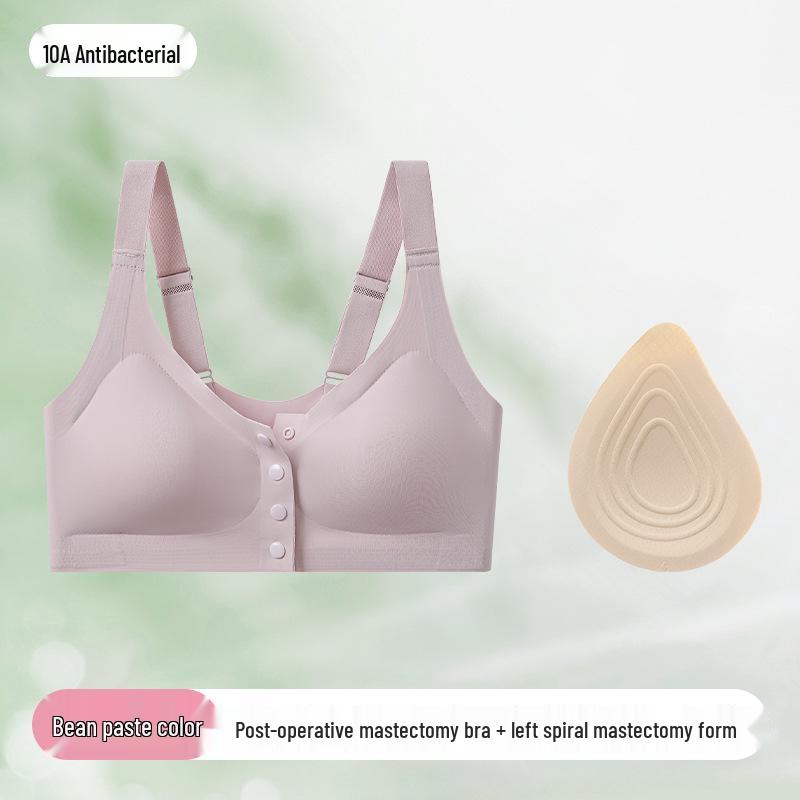 Cross-border Antibacterial Mastectomy Prosthesis Bra with Fake Breast Pads, Seamless Front Closure, for Post-Op and Reduction Support.