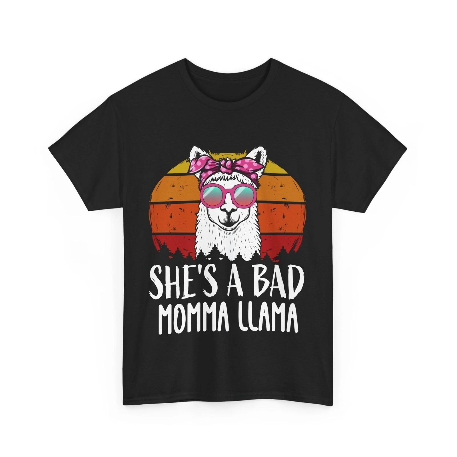 Футболка с ламой, Футболка  Она плохая мамочка-лама , Футболка с ламой в очках и бандане 2XL