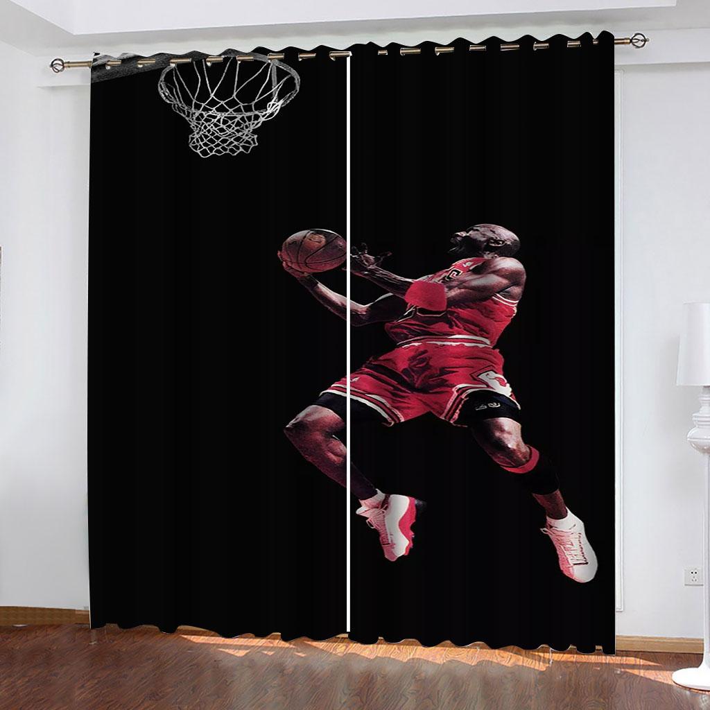 Ready Curtains Cheap 3D Sports Basketball Blakout Curtain, Kids Window Treatment Sets, Bedroom Curtains For Living Room