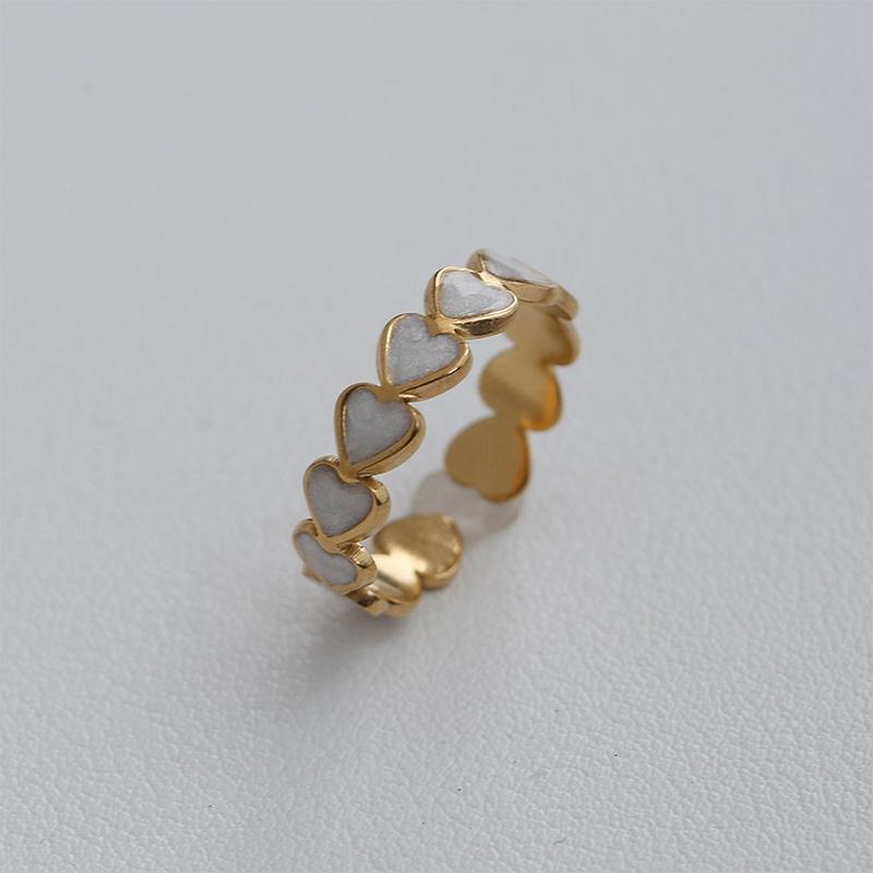 Stainless Steel French White Enamel Rings For Women Drip Glaze Romantic Elegent Girl Ring Daily Wear Sweet Y2K Jewelry No Fading