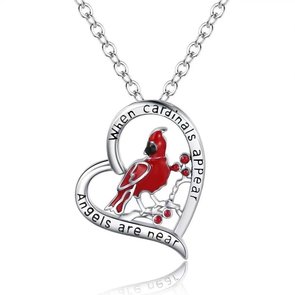 Designed Heart Beautifully Bird Pendant Necklace With Distinctive Letter Engraving For Fashion Unisex