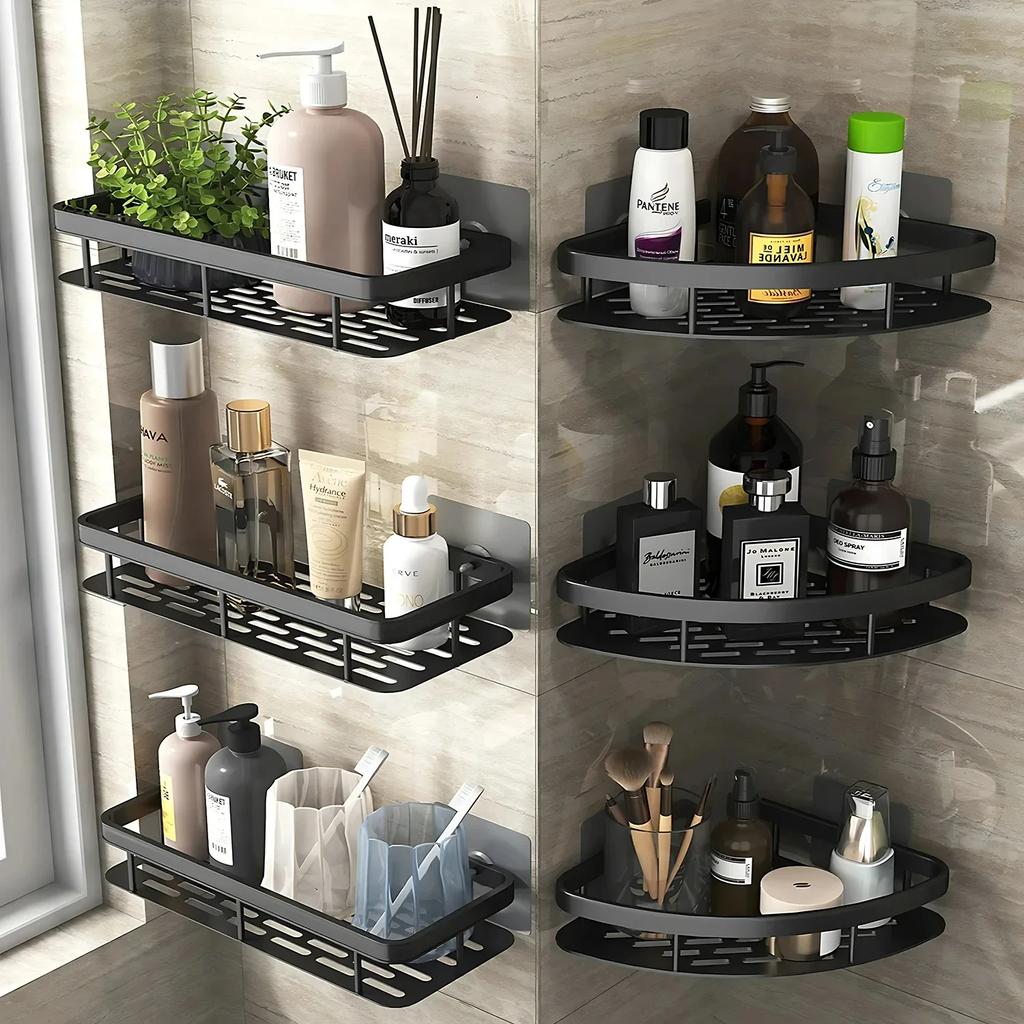 Bath Area Shelf Kitchen Storage Organizer Aluminum Alloy Shampoo Rack Shower Shelf Bath Area Accessories No Drill Shelf for Home