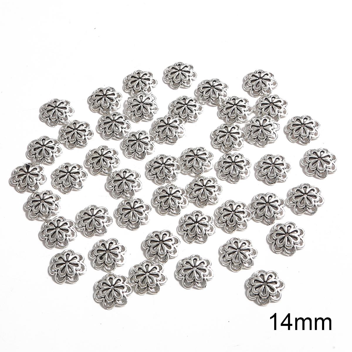 

50 шт металлические полые цветочные бусины, колпачки, коннекторы для изготовления ювелирных изделий своими руками 09 серебряный