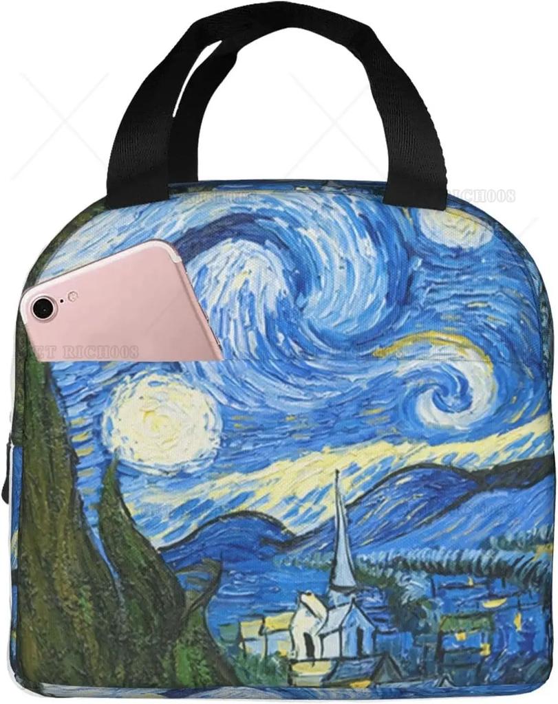 Monet Art Painting Lotus Flowers Lunch Bag Small for Men Women Kids Outdoor Picnic Work School Lunch Box Bag Insulated Gift