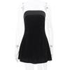 Eleganter U-Boot-Ausschnitt Sexy Rückenfrei Ärmellos Trägerlos Einfarbig Sexy A-Linien Mini-Kleid Schulterfrei Figurbetont Retro Partykleidung Clubwear Damen