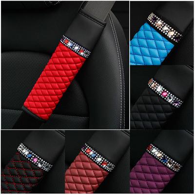 Rhinestone Leather Breathable Car Seat Belt Shoulder Pad Protective