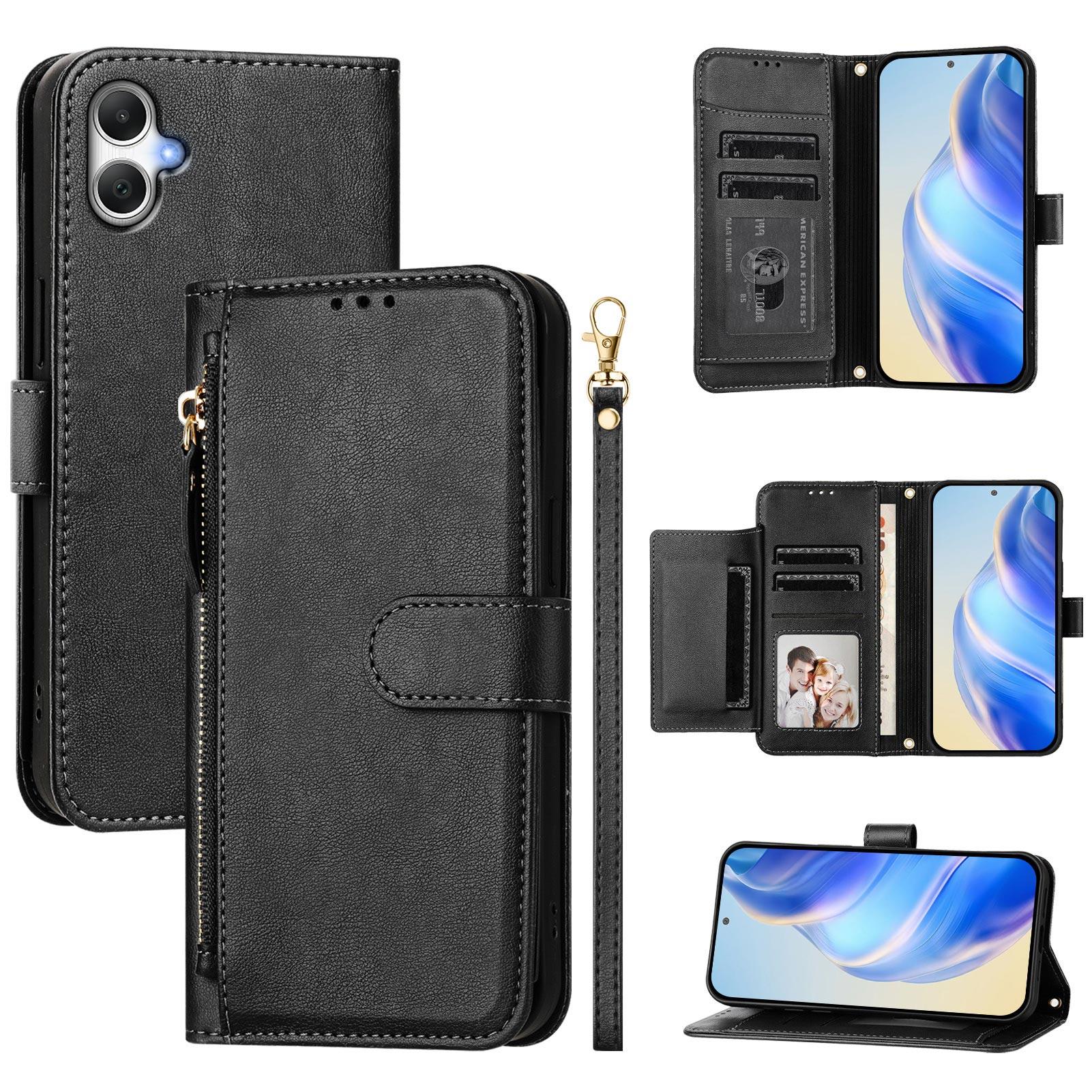 

For Samsung Galaxy A06 4G Case Zipper Pocket Multiple Card Slots Leather Phone Cover A