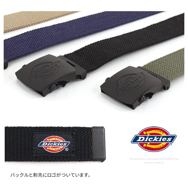 Dickies GI Belt Gacha Belt 32mm Width Double Logo Black Buckle Limited Edition DS0112ZN Cotton Blend Belt White (06)