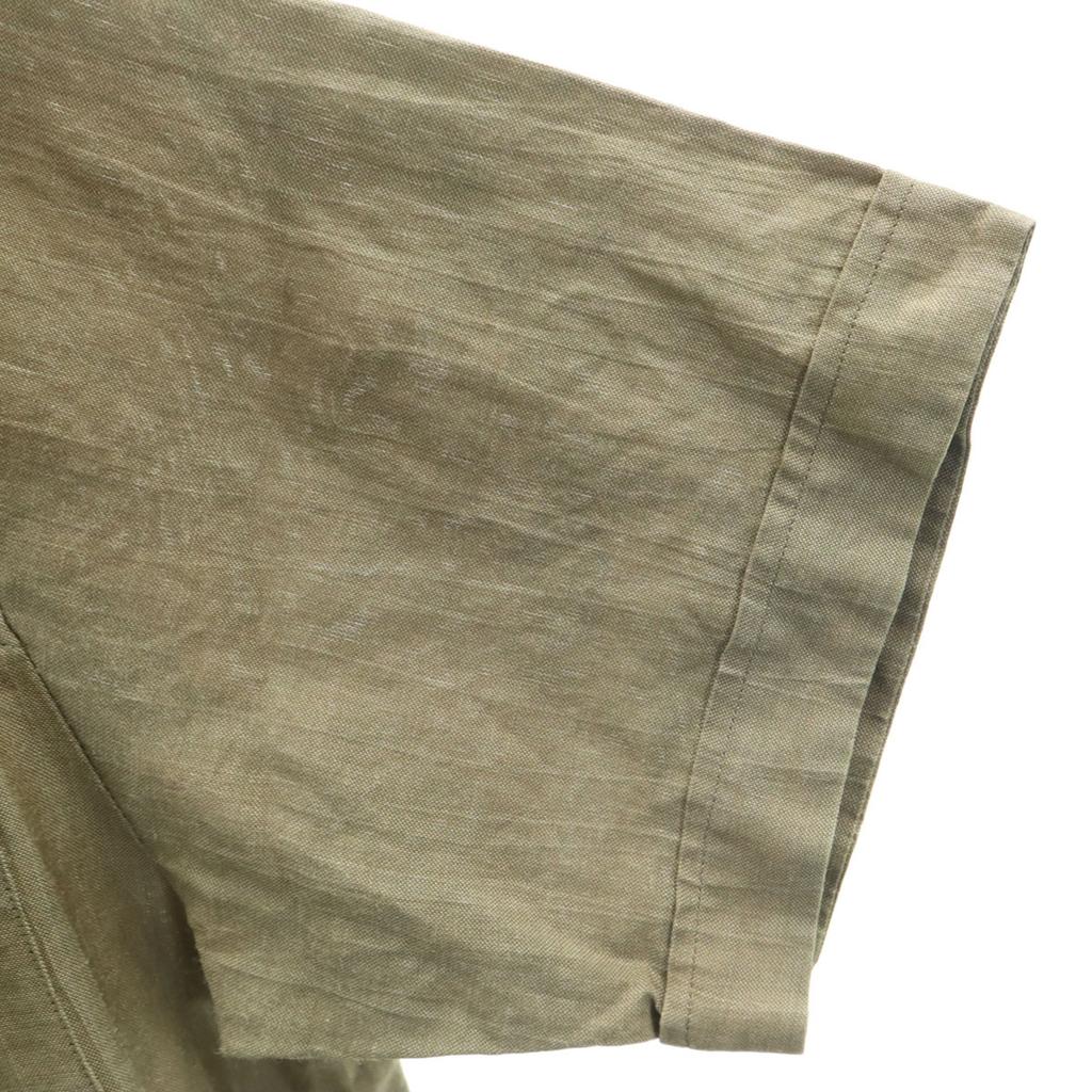 Burberrys 90s Linen Old Short Sleeve Military Shirt L Olive Men's Used