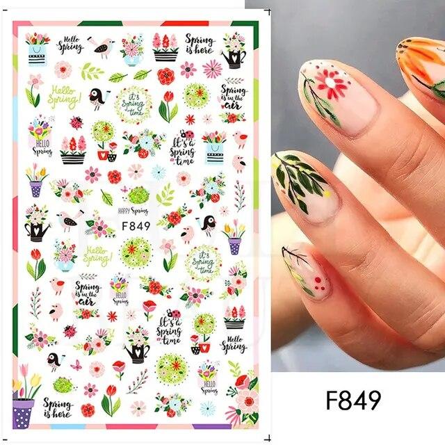 3D lepidlo Květiny Nálepka na nehty Tulipán Okvětní lístky Javor Růže DlY Voděodolné Obtisky na nehty Doplňky pro zdobení nehtů Dekorace na nehty