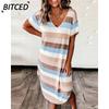 Fashion Summer Spring V-Neck Short Sleeve Casual Dresses
