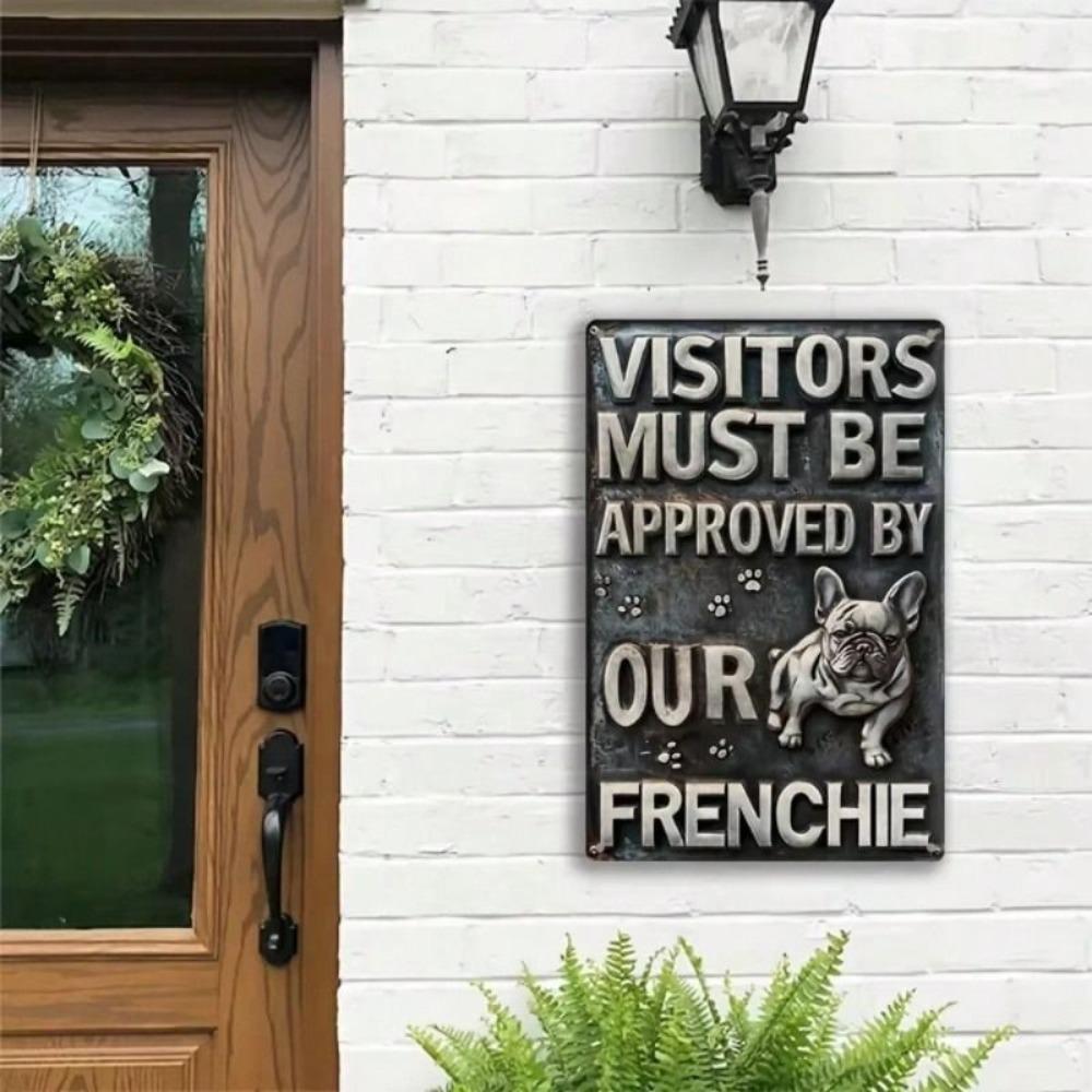 Vintage French Bulldog Metal Poster, Funny Wall Art for Home Bar