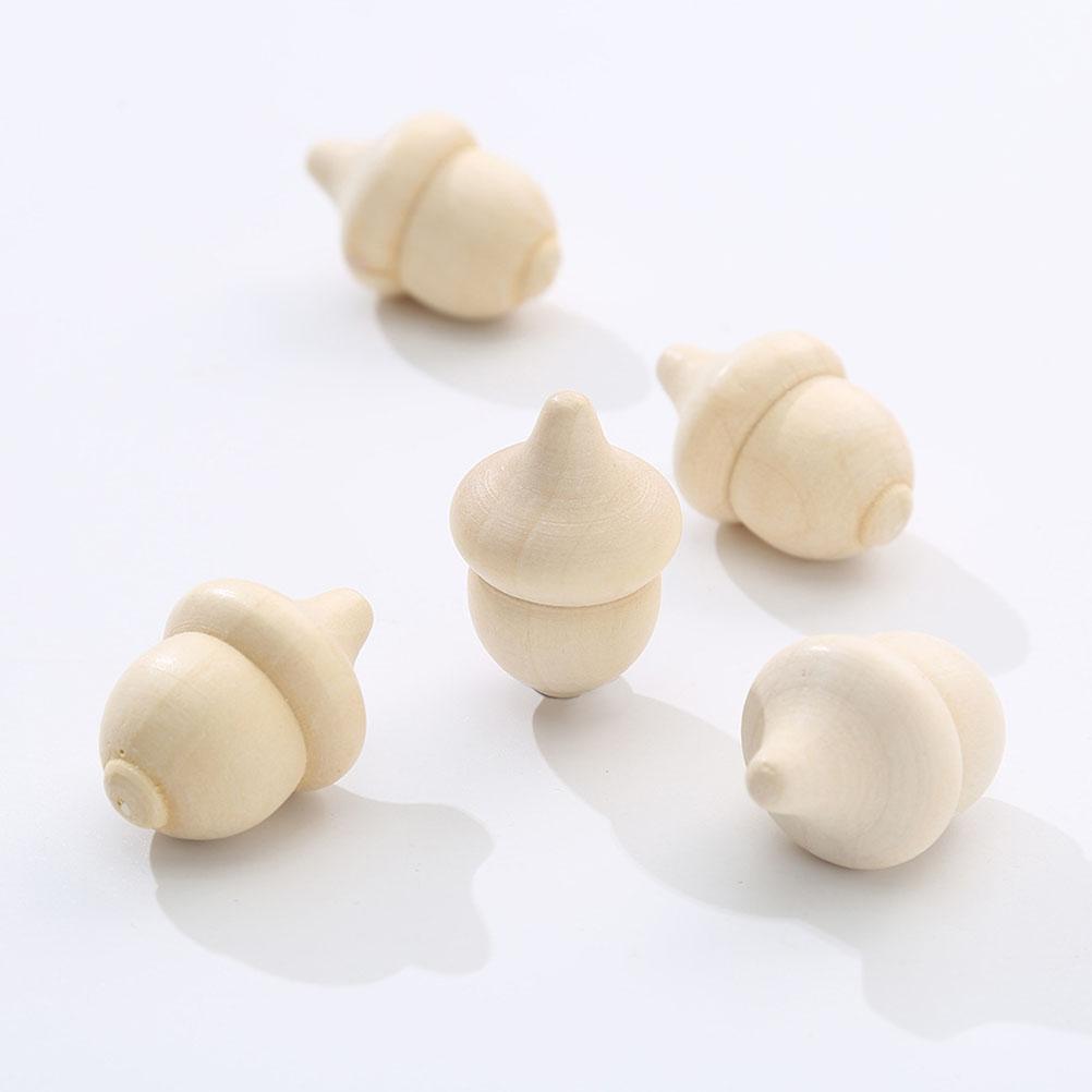 30 Pcs Woody Acorn Home Accessories Mini Wooden Model Toy Acorns Crafts Toys Unfinished Playthings Delicate Child DIY
