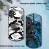 Camouflage Blue For Apple IPhone 16 11 13 15 14 Pro Max 12 Mini 7 8 Plus XR X XS Elliptical Shaped Tempered Glass Phone Case