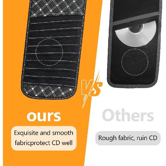 2 PCS CD Visor Holder for Car, Black Non-Woven Cloth & Pu Leather Large Capacity Visor CD Holder