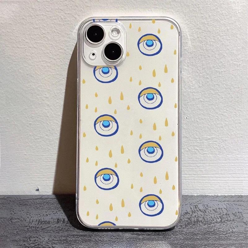 Lucky Eye Blue Evil Eye Print Phone Case for IPhone 16 15 14 13 12 11 Pro Max X XS SE2 7 8 Plus Fundas Clear Soft Silicone Cover