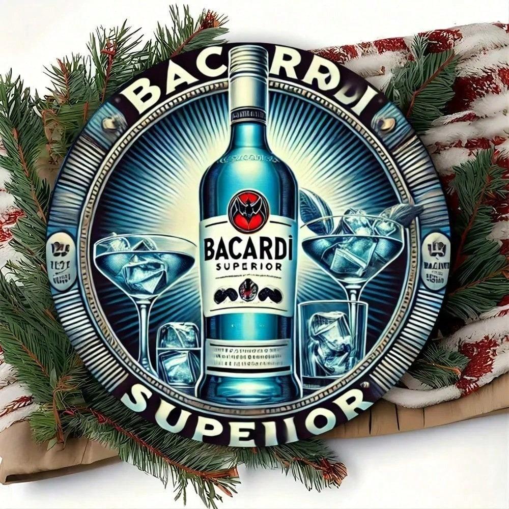 Placca Metallica Vintage Bacardi Retro Alluminio Arte da Parete Decorazione Metallica per Home Bar Garage