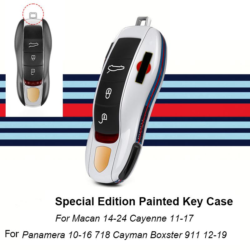 Pro Porsche Panamera Cayenne Macan 718 Cayman Boxster 911 Taycan 10-25 Auto Zelená Grello Lakovaný Klíčenka Ochranný Kryt