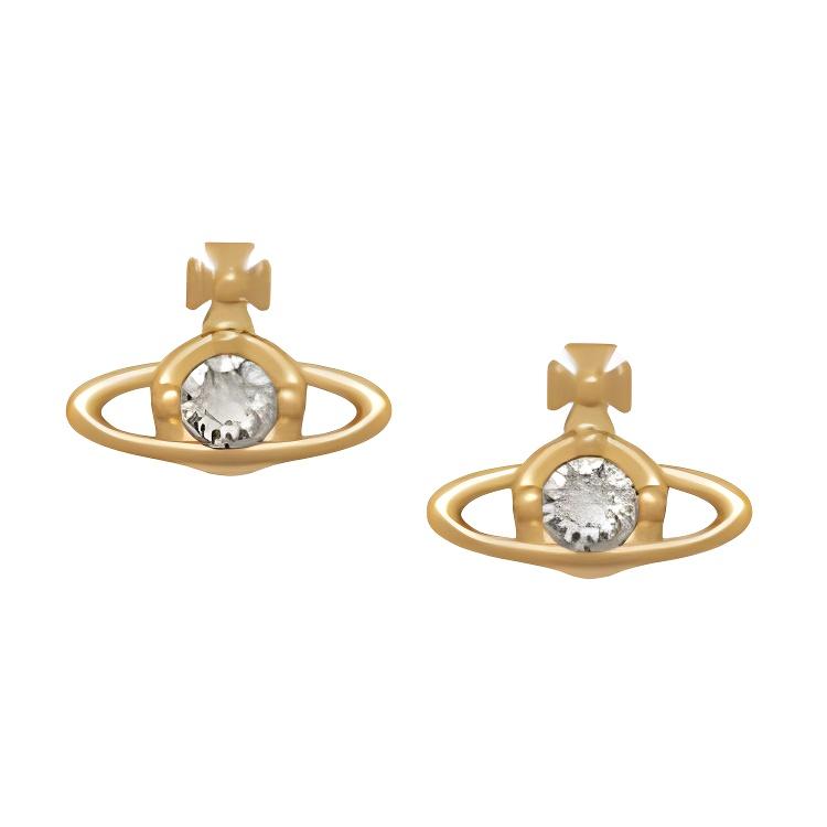 Vivienne Westwood Nano Saturn Design Brass Earrings Unisex earrings Gold Transparent 8053195237678 Basic Packaging-Dust Bag+Box