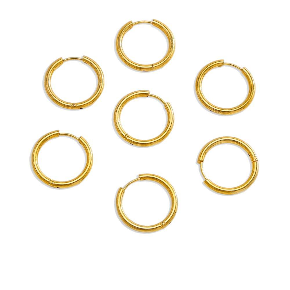 Europäischer & Amerikanischer Modenischendesign Süße Edelstahl-Kreisohrringe & Ohrmanschetten-Accessoires.