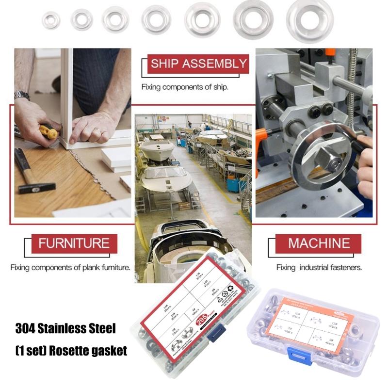 160/295Pcs Stainless Steel Conical Washer Replacement Countersunk Head Tapping Screw Washer Easy to Installation