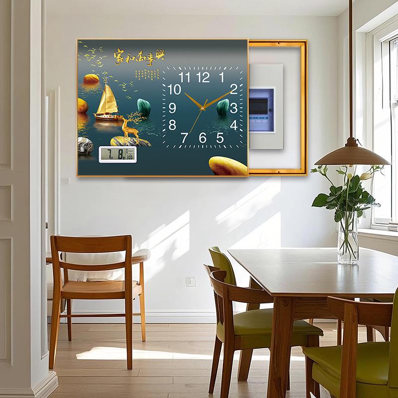 Новий електричний лічильник у китайському стилі, годинник, без свердління, push-pull, розподільна коробка, настінний годинник-картина