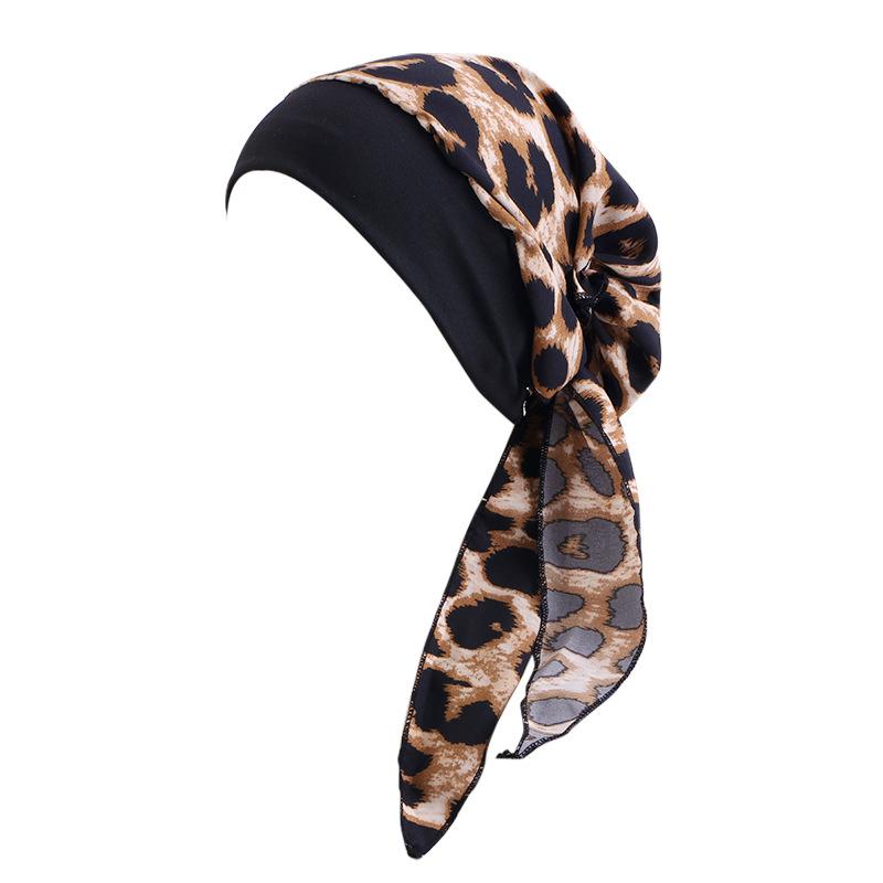 Ethnic Style Strap Headscarf Cap, Elastic Wide-Edge Streamer Headband Chemotherapy Cap Home Hat Jdt-329C