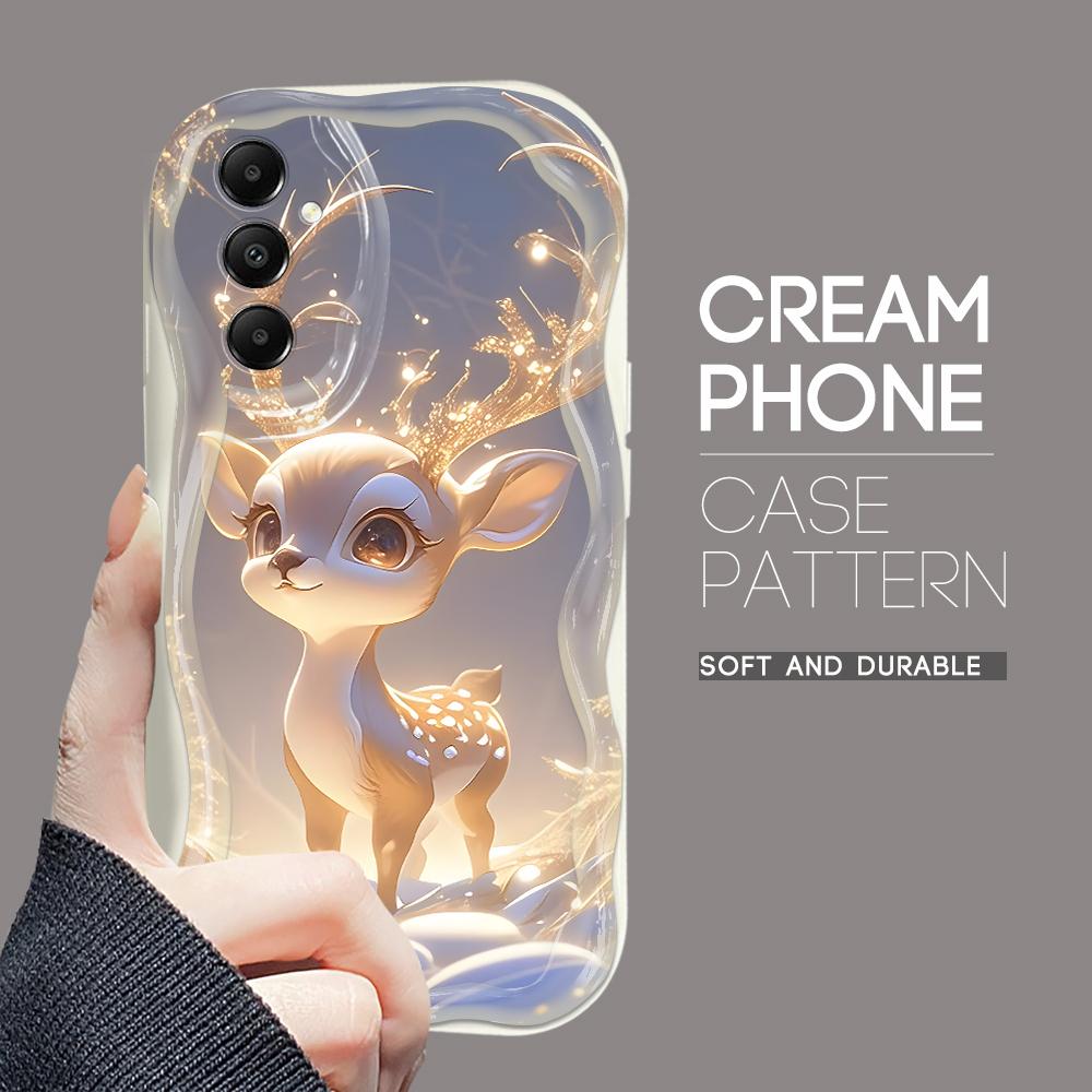 

Милый мультяшный узор, кремовая текстура, мягкий силиконовый чехол с волнистыми краями, чехол для телефона Samsung Samsung S23 Ultra 5G белый