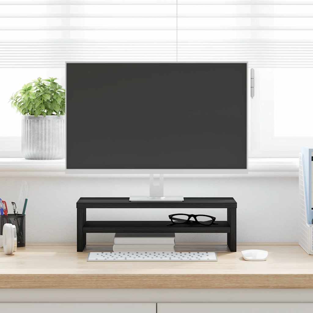 Monitor Stand In Black Oak Finish 42 X 24 X 13 Cm Engineered Wood