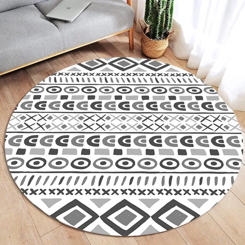 Retro Mandala Round Carpet Living Room Sofa Carpet Simple Home Decoration Bedroom Floor Mat Kitchen Bathroom Anti-slip Mat