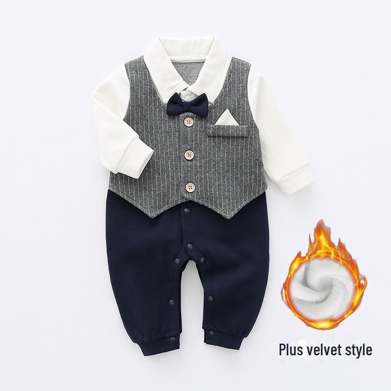 

Смугастий дитячий комбінезон для джентльменів - весняно-осінній комбінезон для немовлят 80 cm