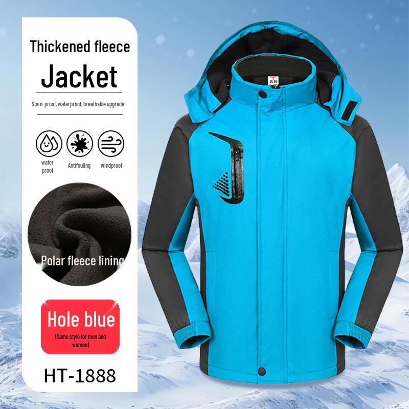 Customizable Logo Waterproof 3-in-1 Windbreaker: Thick, Outdoor Work Jacket for Autumn and Winter