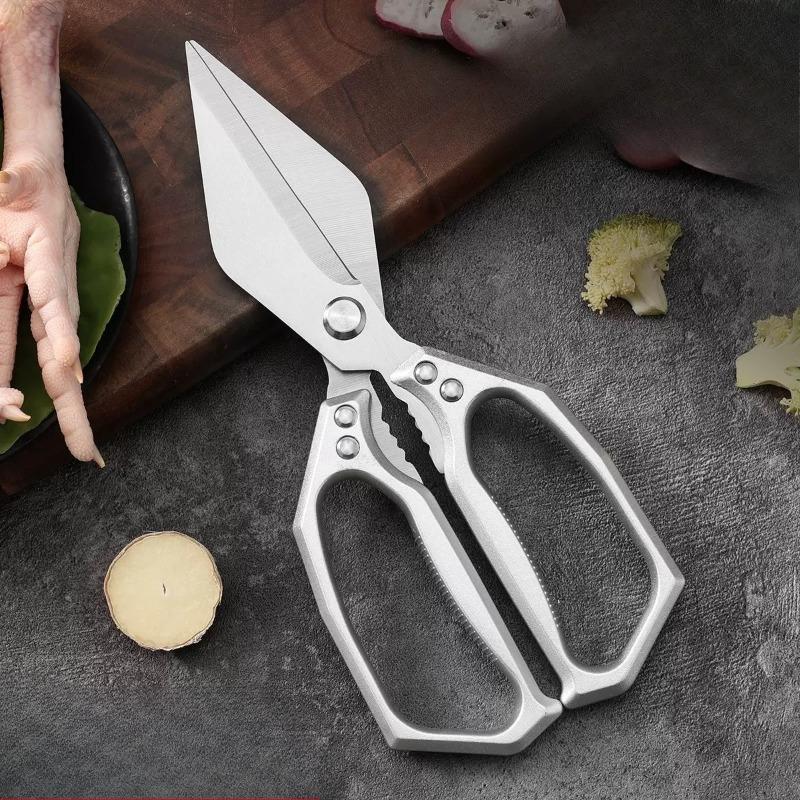 Kitchen Large Scissors Household Scissors Powerful Scissors for Cutting Chicken Bones, Cutting Fish, Holding Walnuts, Stainless Steel