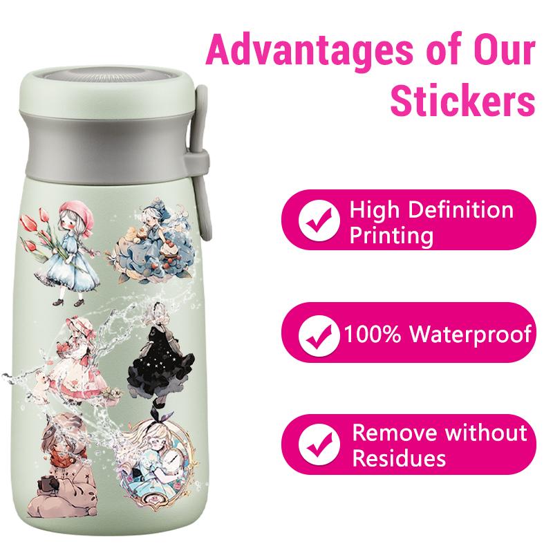 50PCS Fairy Stickers Retro Aesthetic Fairy Tale Princess Sticker Garden Fairy Party Gift Supplies Vinyl Waterproof Decorative