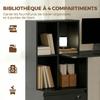 Computer Desk with 4-Compartment Bookcase, Lockable Drawer, 126 x 50 x 109 cm, Black