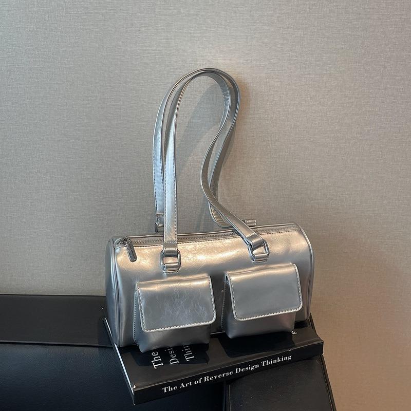 Simple Bowling Bag Women's New Fashion Texture Shoulder Bag Versatile Commuter Hand Pillow Bag