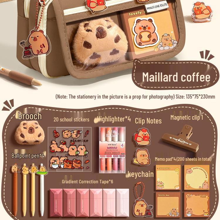 Capibara Velkokapacitní Průhledné Pouzdro na Tužky Odolné Proti Nečistotám, Roztomilé a Stylové pro Studenty Středních Škol