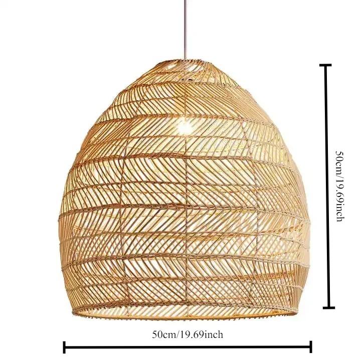 Rattan Woven Pendant Light Shades,Kitchen Island Pendant Light,Handmade Hanging Lamp Crafts Lampshade for Living Dining Room