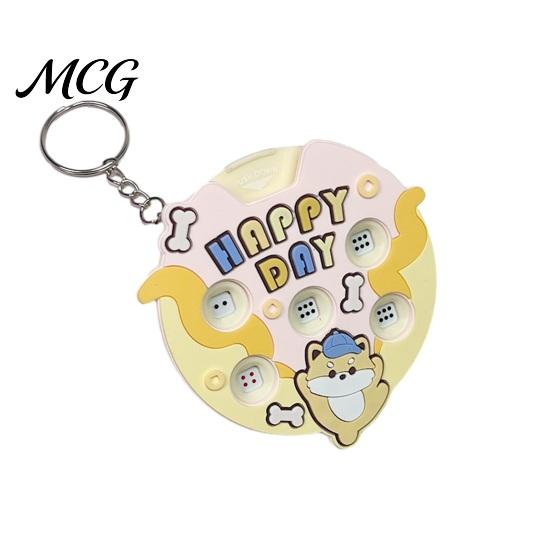 Colorful Keychain Pendant Pendant, Cartoon Macaron Patterns Key Chain with Metal Ring, Press Spin Dice Wheel Mini Games Educational Toy, Portable