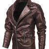 Autumn new European and American trendy men's locomotive multi-zipper leather jacket, large size leather jacket B