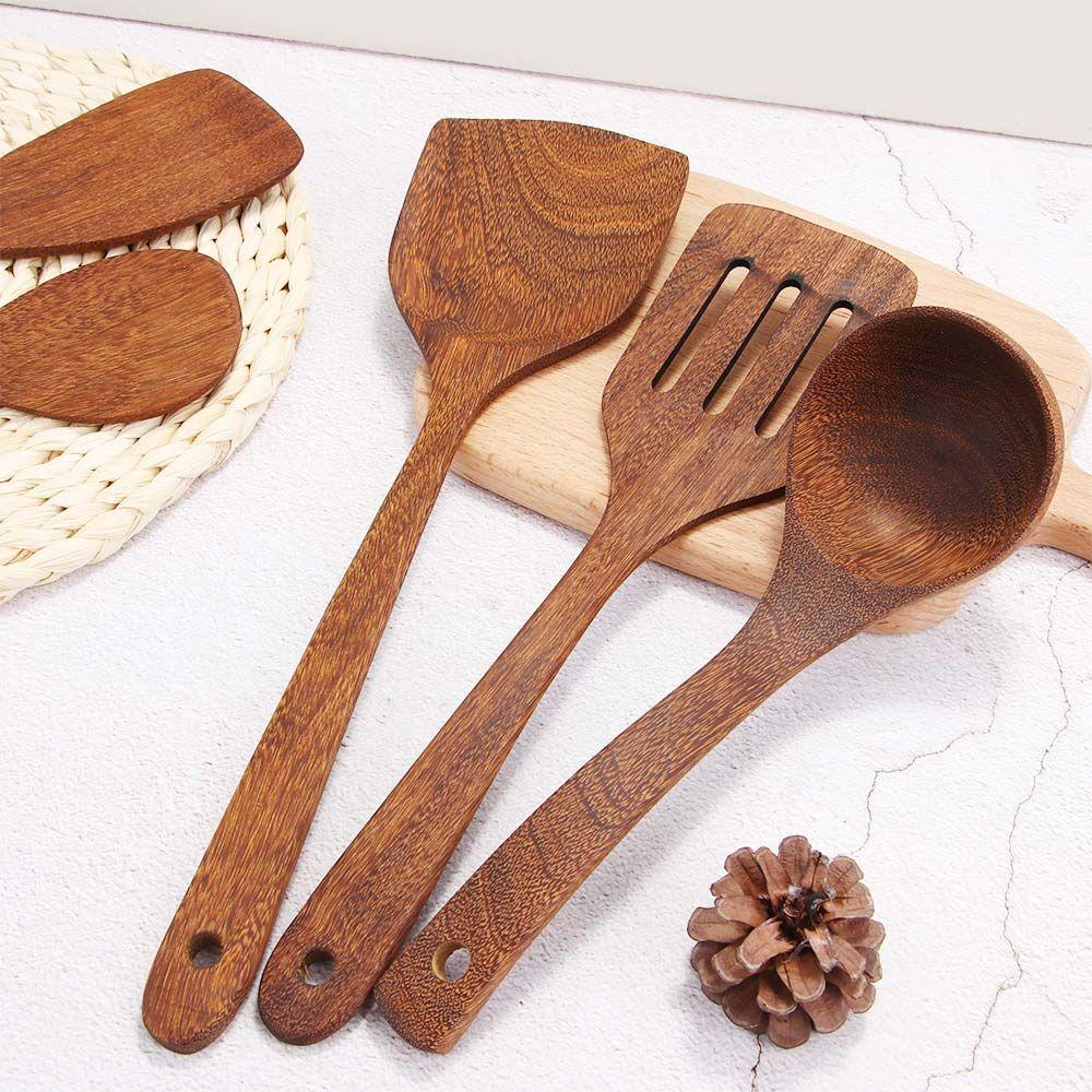 Wooden Kitchen Tools Nonstick pan Meat Rice Spatula Cooking Shovel Mixing Spoon Soup Scoop Ladle