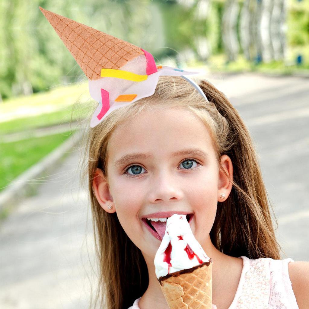 Fashionable Ice Cream Cone Headband With Pearl Cottin Filling For Costume Parties And Festive Event