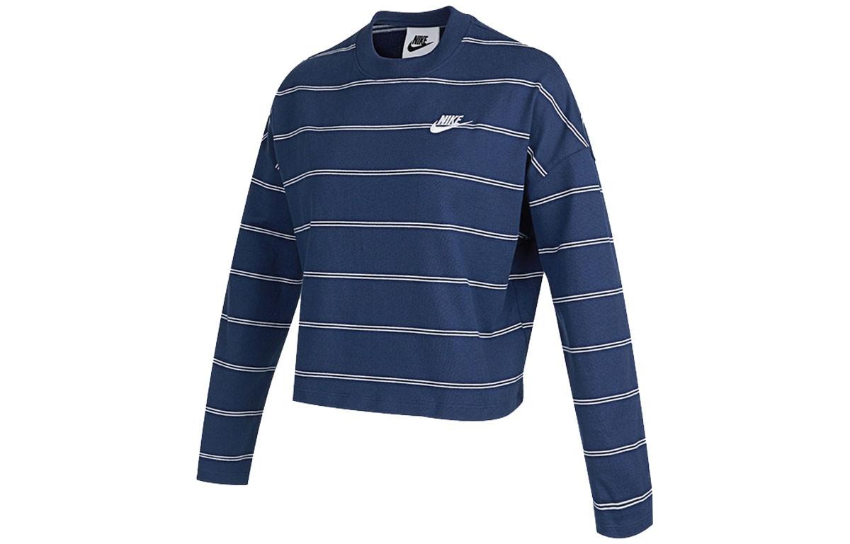 Nike Crop Tops Women s Navy Blue Crew Neck Moderate DD5187-410 XL