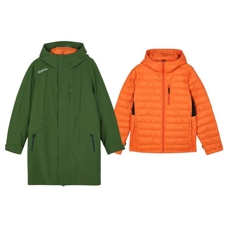 Skechers Stroll Series Solid Color Casual Hooded Coat Men coats Chive-Green L423M147-00QV S