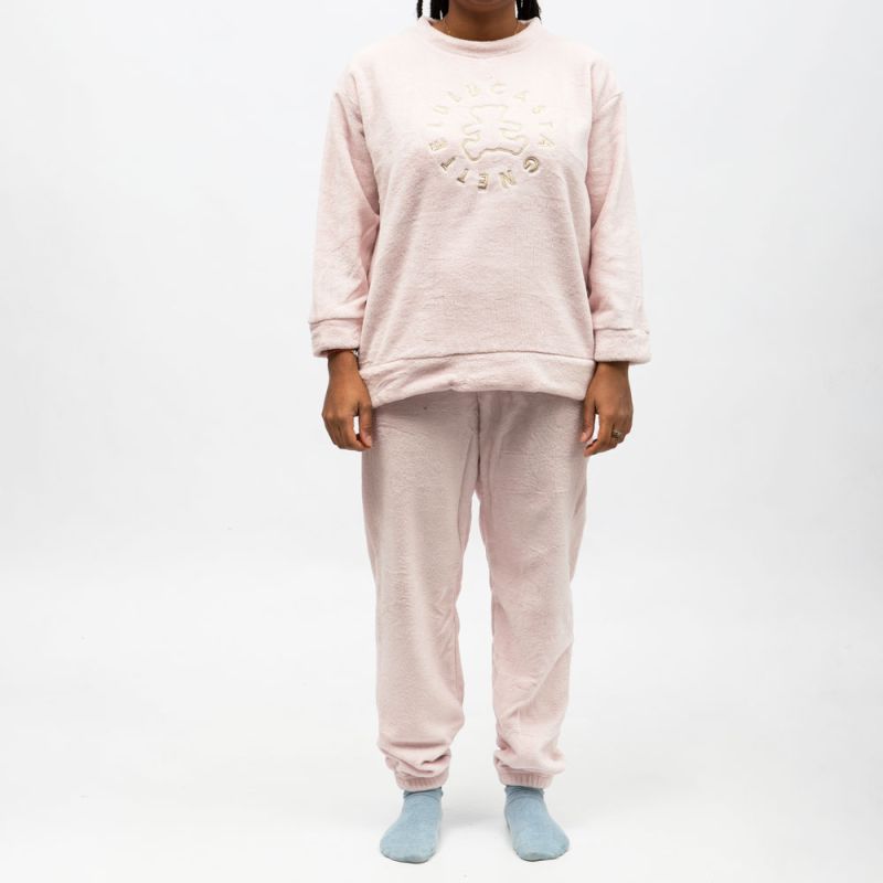 

Женская пижама из мягкого флиса с круглым вырезом и брюками стандартного кроя LULU CASTAGNETTE L/XL пастельные розовый