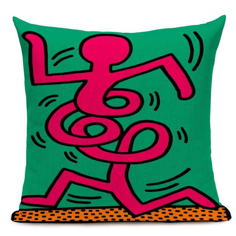

Чехол для подушки с фигурами в стиле поп-арта и граффити, цветная декоративная наволочка с абстрактным рисунком, квадратная льняная наволочка для подушки 450mm*450mm